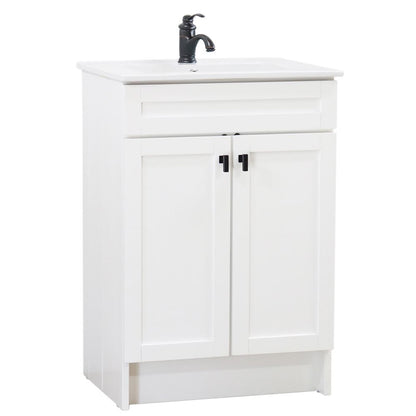 Bellaterra Home F24A-BL-CE 24" White Single Foldable Sink Vanity with White Ceramic Top
