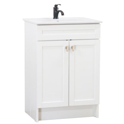 Bellaterra Home F24A-BN-CE 24" White Single Foldable Sink Vanity with White Ceramic Top