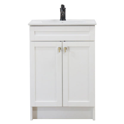 Bellaterra Home F24A-GD-CE 24" White Single Foldable Sink Vanity with White Ceramic Top