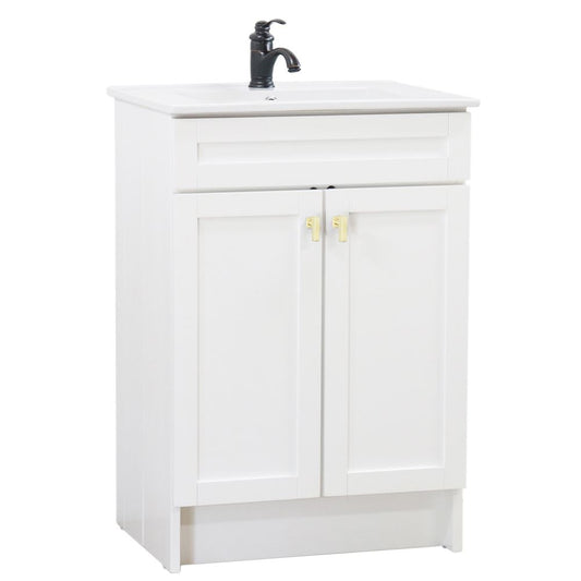 Bellaterra Home F24A-GD-CE 24" White Single Foldable Sink Vanity with White Ceramic Top