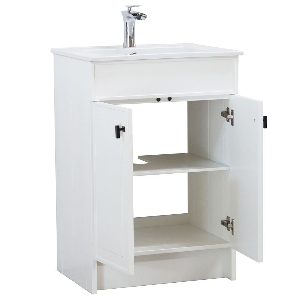 Bellaterra Home F24B-BL-CE 24" White Single Foldable Sink Vanity with White Ceramic Top