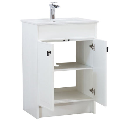 Bellaterra Home F24B-BL-CE 24" White Single Foldable Sink Vanity with White Ceramic Top
