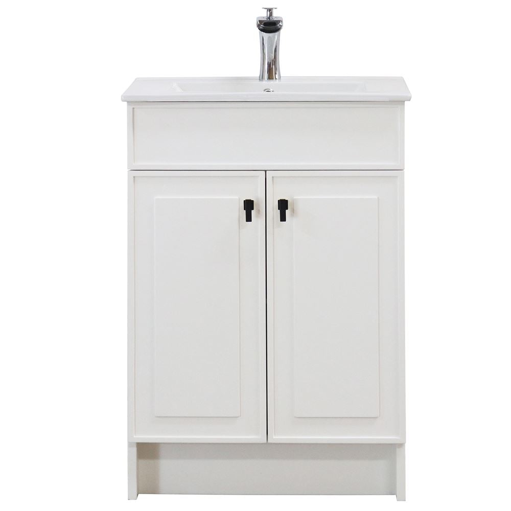 Bellaterra Home F24B-BL-CE 24" White Single Foldable Sink Vanity with White Ceramic Top