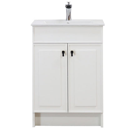 Bellaterra Home F24B-BL-CE 24" White Single Foldable Sink Vanity with White Ceramic Top