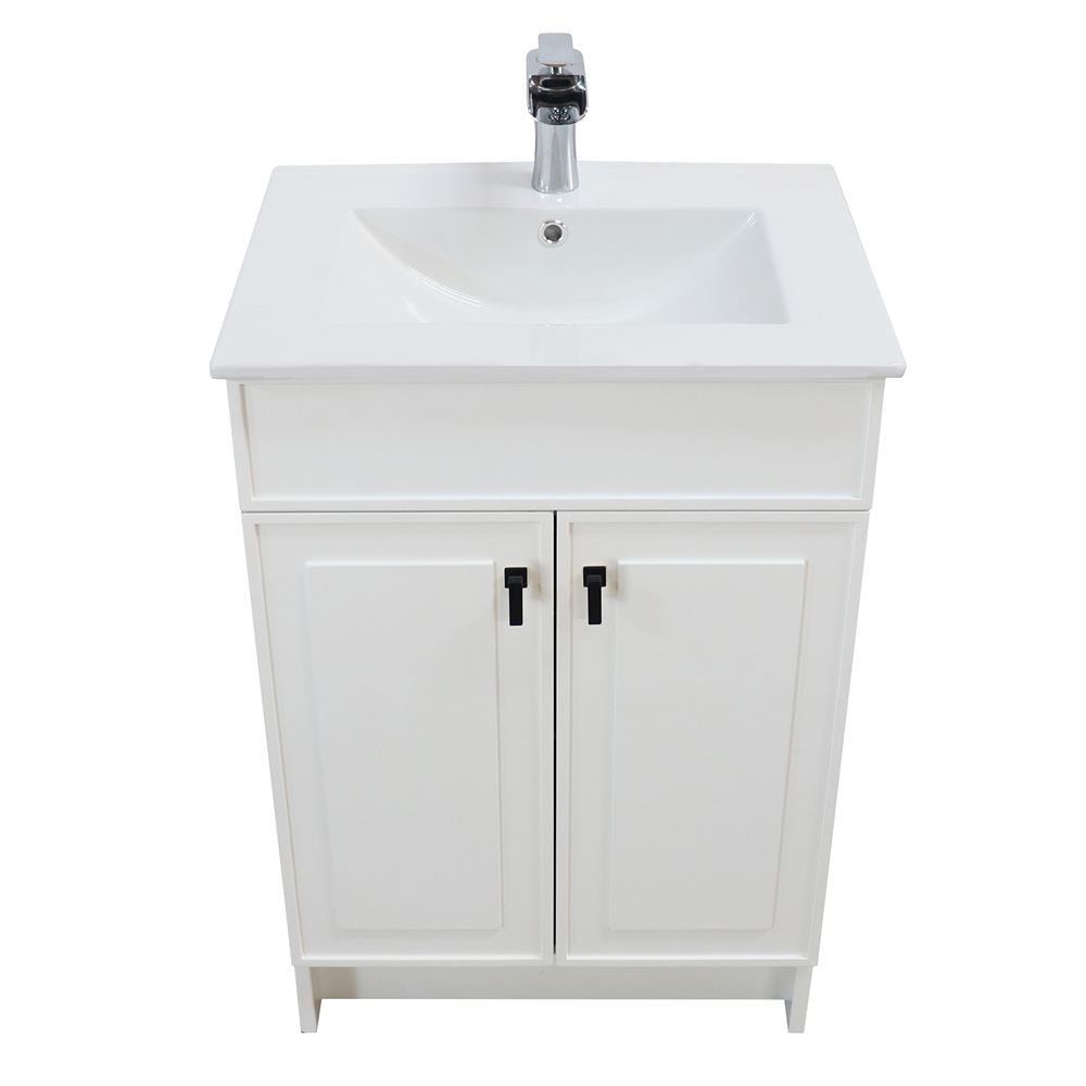 Bellaterra Home F24B-BL-CE 24" White Single Foldable Sink Vanity with White Ceramic Top