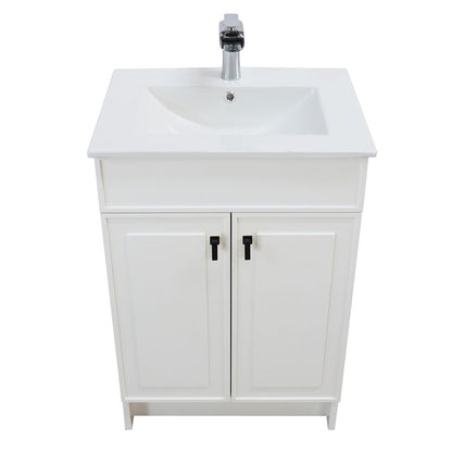 Bellaterra Home F24B-BL-CE 24" White Single Foldable Sink Vanity with White Ceramic Top