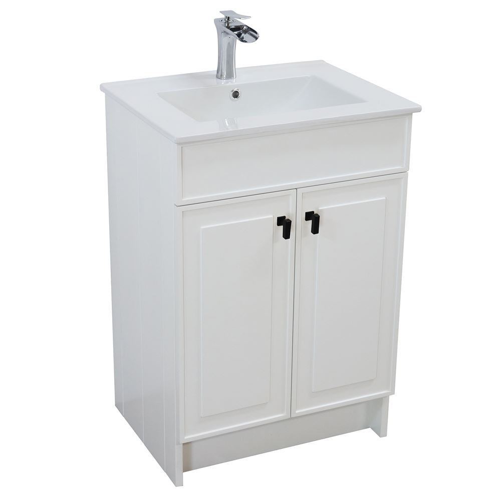 Bellaterra Home F24B-BL-CE 24" White Single Foldable Sink Vanity with White Ceramic Top