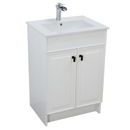 Bellaterra Home F24B-BL-CE 24" White Single Foldable Sink Vanity with White Ceramic Top