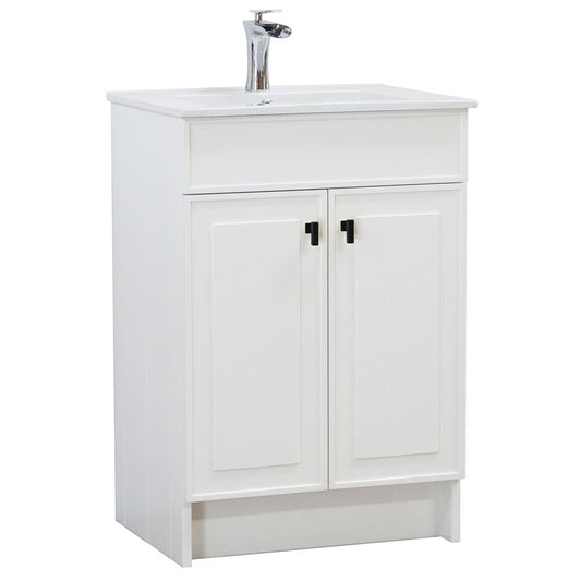 Bellaterra Home F24B-BL-CE 24" White Single Foldable Sink Vanity with White Ceramic Top