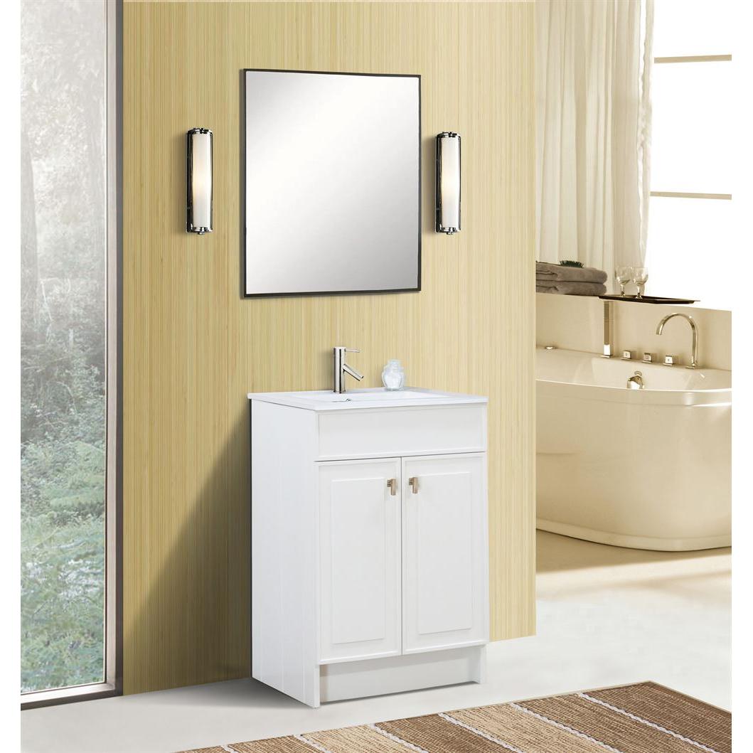 Bellaterra Home F24B-BN-CE 24" White Single Foldable Sink Vanity with White Ceramic Top