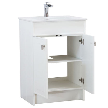 Bellaterra Home F24B-BN-CE 24" White Single Foldable Sink Vanity with White Ceramic Top