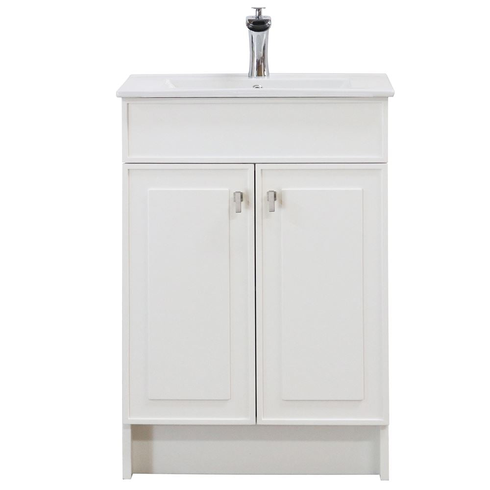 Bellaterra Home F24B-BN-CE 24" White Single Foldable Sink Vanity with White Ceramic Top