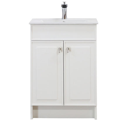 Bellaterra Home F24B-BN-CE 24" White Single Foldable Sink Vanity with White Ceramic Top