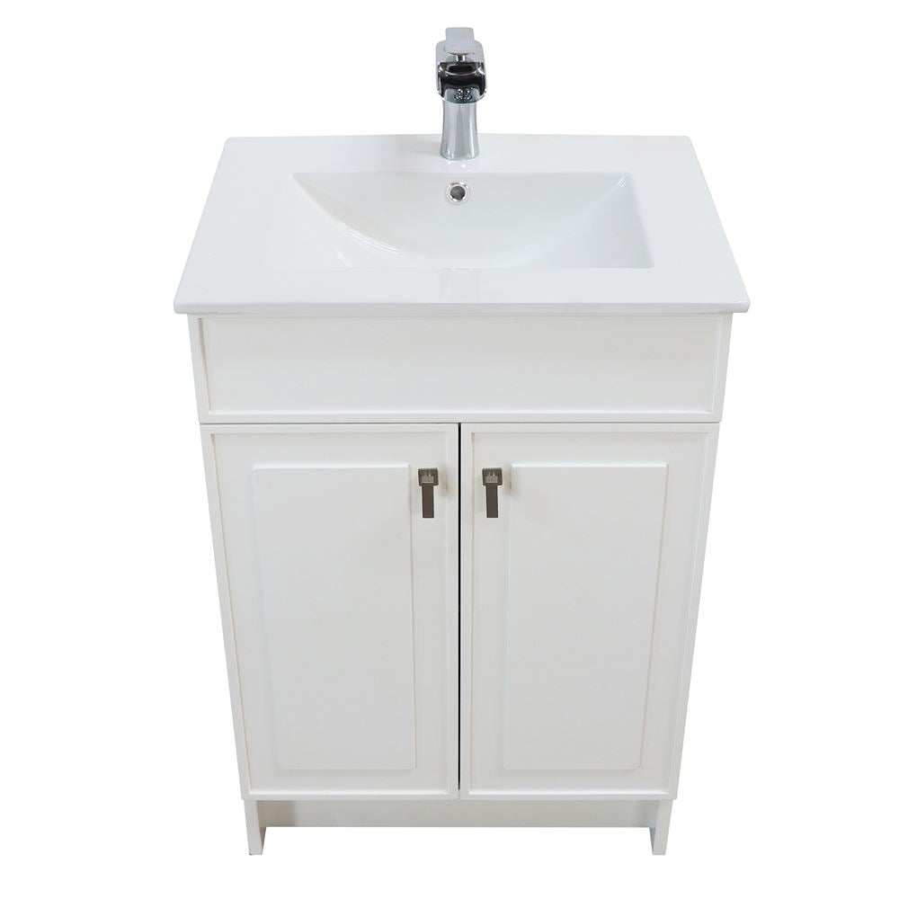 Bellaterra Home F24B-BN-CE 24" White Single Foldable Sink Vanity with White Ceramic Top