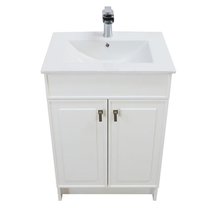 Bellaterra Home F24B-BN-CE 24" White Single Foldable Sink Vanity with White Ceramic Top