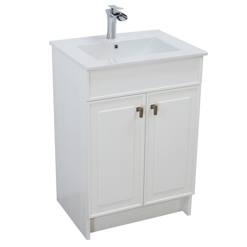 Bellaterra Home F24B-BN-CE 24" White Single Foldable Sink Vanity with White Ceramic Top