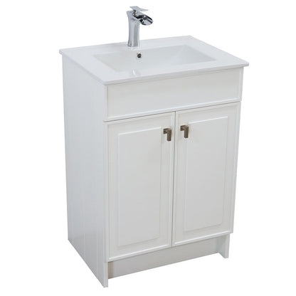 Bellaterra Home F24B-BN-CE 24" White Single Foldable Sink Vanity with White Ceramic Top