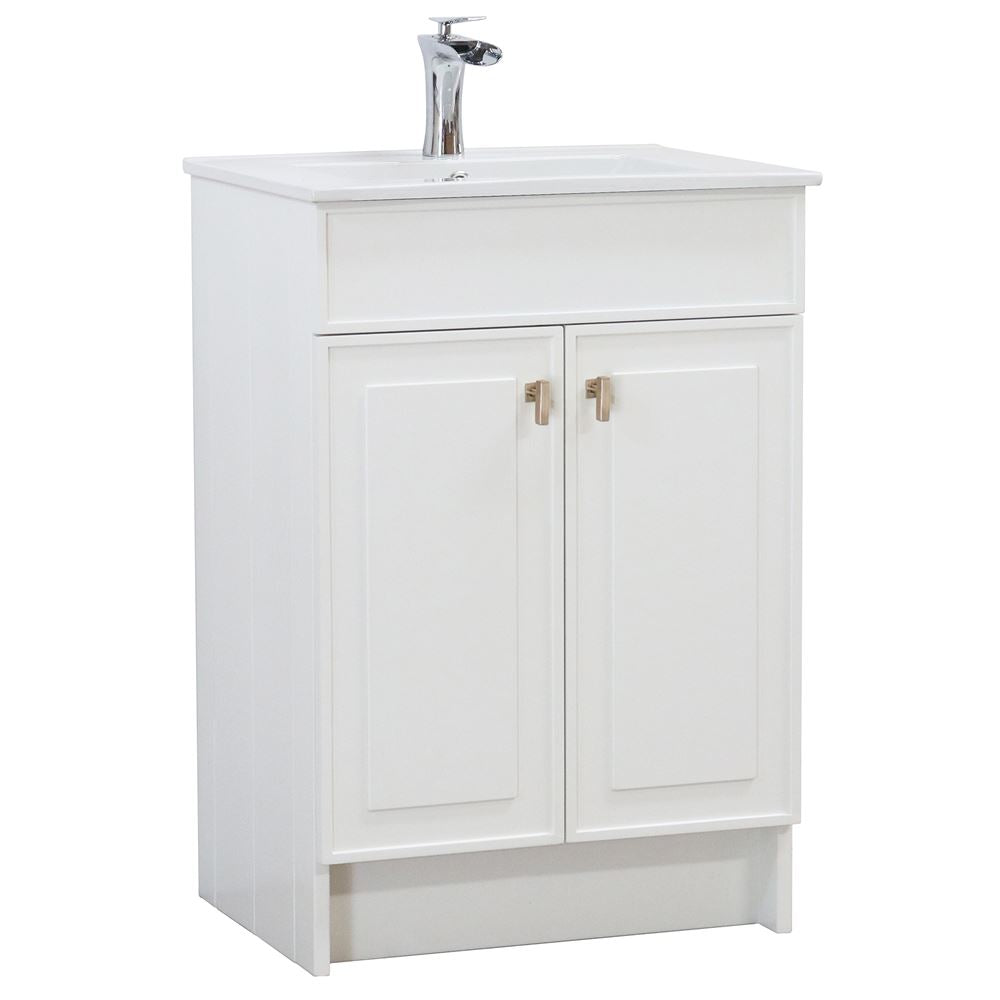 Bellaterra Home F24B-BN-CE 24" White Single Foldable Sink Vanity with White Ceramic Top