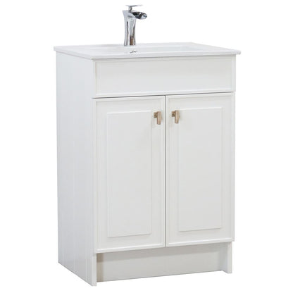 Bellaterra Home F24B-BN-CE 24" White Single Foldable Sink Vanity with White Ceramic Top