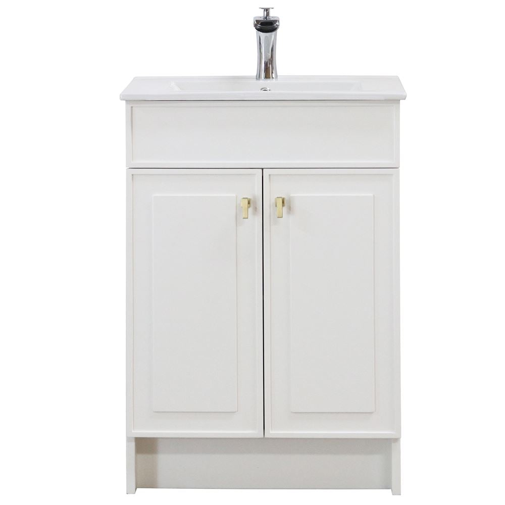 Bellaterra Home F24B-GD-CE 24" White Single Foldable Sink Vanity with White Ceramic Top