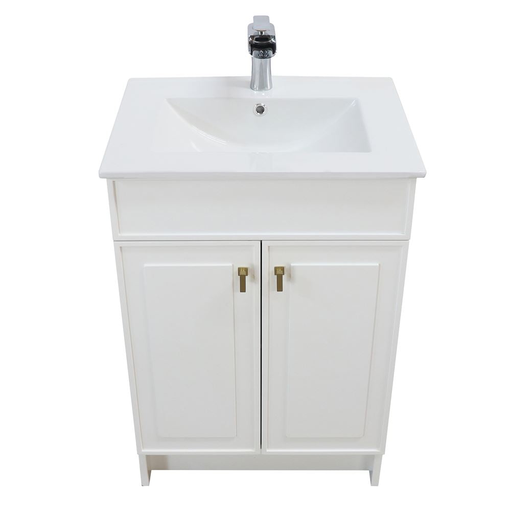 Bellaterra Home F24B-GD-CE 24" White Single Foldable Sink Vanity with White Ceramic Top