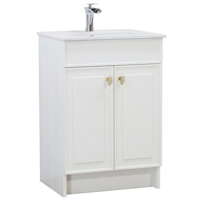 Bellaterra Home F24B-GD-CE 24" White Single Foldable Sink Vanity with White Ceramic Top