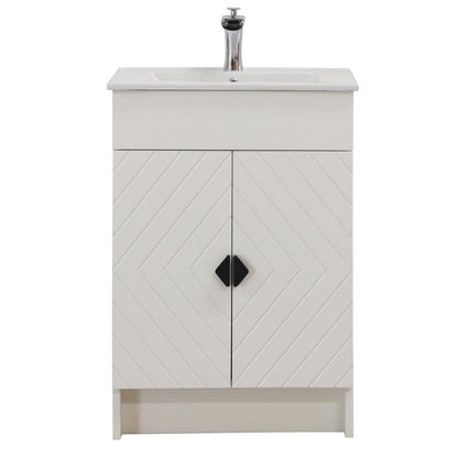 Bellaterra Home F24C-BL-CE 24" White Single Foldable Sink Vanity with White Ceramic Top