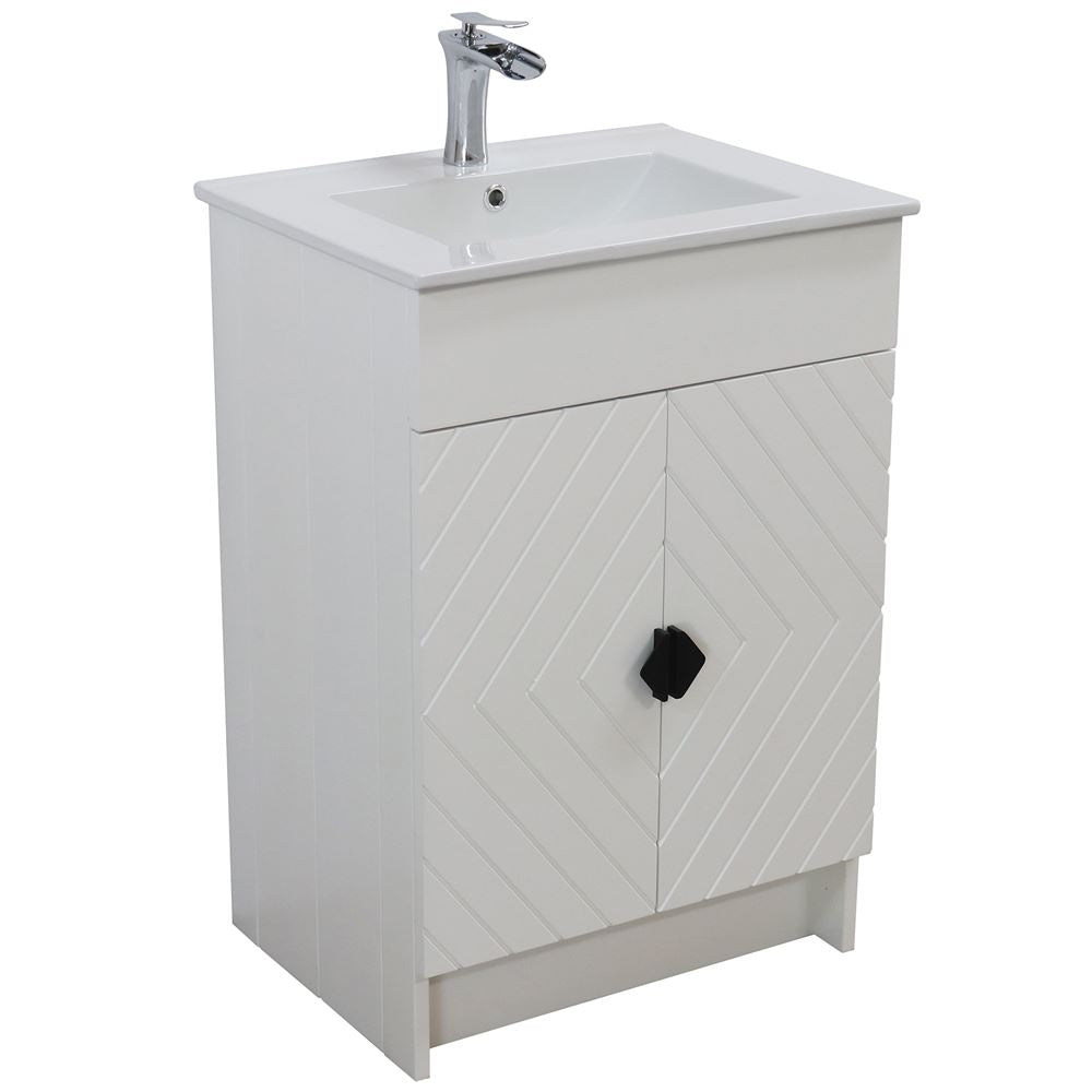 Bellaterra Home F24C-BL-CE 24" White Single Foldable Sink Vanity with White Ceramic Top