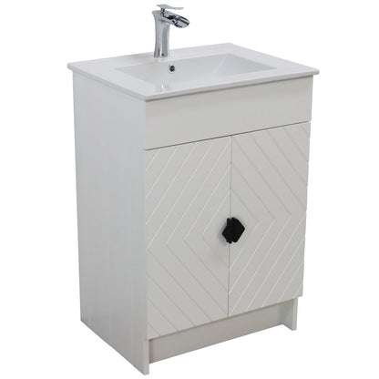 Bellaterra Home F24C-BL-CE 24" White Single Foldable Sink Vanity with White Ceramic Top