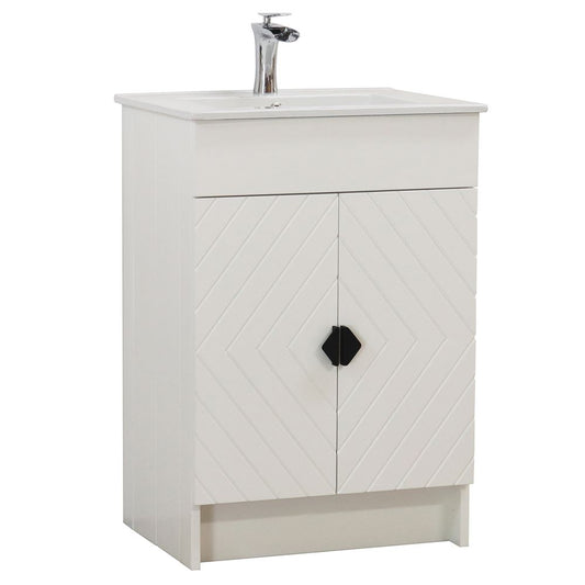 Bellaterra Home F24C-BL-CE 24" White Single Foldable Sink Vanity with White Ceramic Top