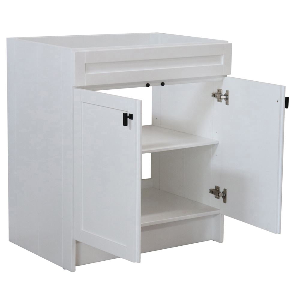 Bellaterra Home F30A-BL-CAB 30" White Single Foldable Vanity Cabinet With Black Hardware