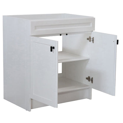 Bellaterra Home F30A-BL-CAB 30" White Single Foldable Vanity Cabinet With Black Hardware