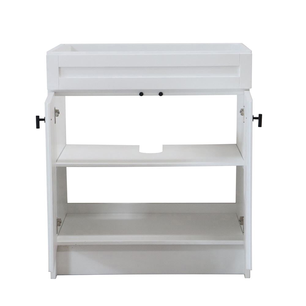 Bellaterra Home F30A-BL-CAB 30" White Single Foldable Vanity Cabinet With Black Hardware