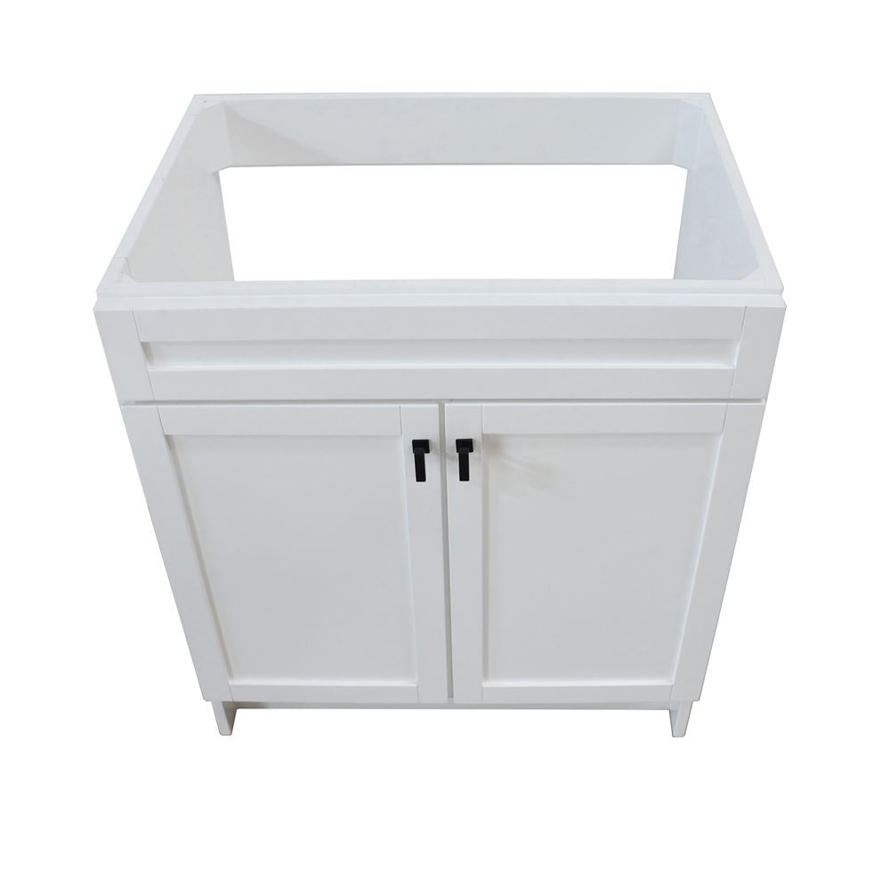Bellaterra Home F30A-BL-CAB 30" White Single Foldable Vanity Cabinet With Black Hardware