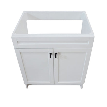 Bellaterra Home F30A-BL-CAB 30" White Single Foldable Vanity Cabinet With Black Hardware