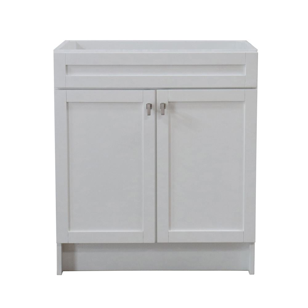 Bellaterra Home F30A-BN-CAB 30" White Single Foldable Vanity Cabinet With Brushed Nickel Hardware