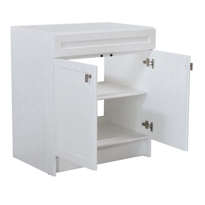 Bellaterra Home F30A-BN-CAB 30" White Single Foldable Vanity Cabinet With Brushed Nickel Hardware