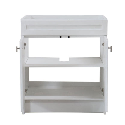 Bellaterra Home F30A-BN-CAB 30" White Single Foldable Vanity Cabinet With Brushed Nickel Hardware