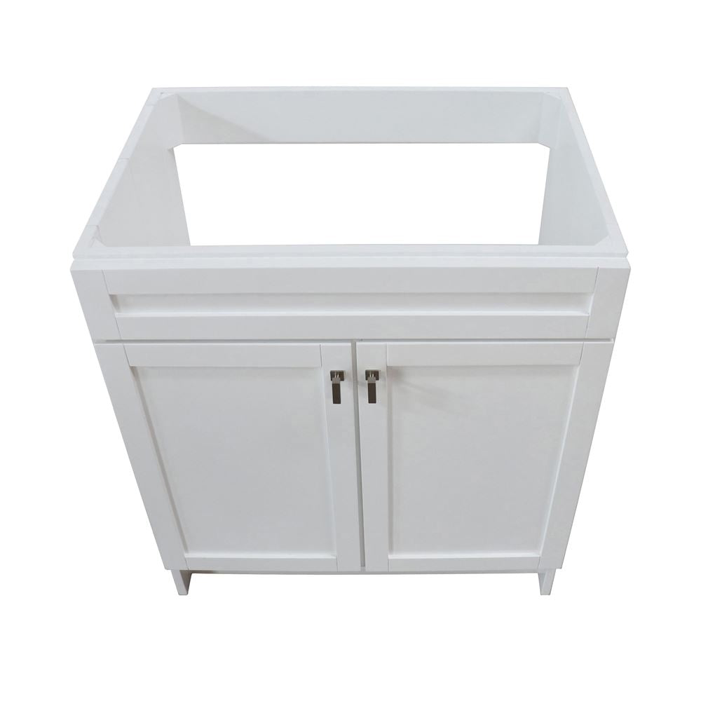 Bellaterra Home F30A-BN-CAB 30" White Single Foldable Vanity Cabinet With Brushed Nickel Hardware
