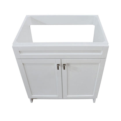 Bellaterra Home F30A-BN-CAB 30" White Single Foldable Vanity Cabinet With Brushed Nickel Hardware