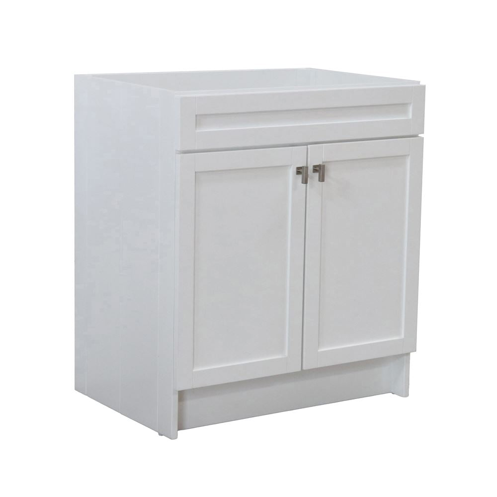 Bellaterra Home F30A-BN-CAB 30" White Single Foldable Vanity Cabinet With Brushed Nickel Hardware