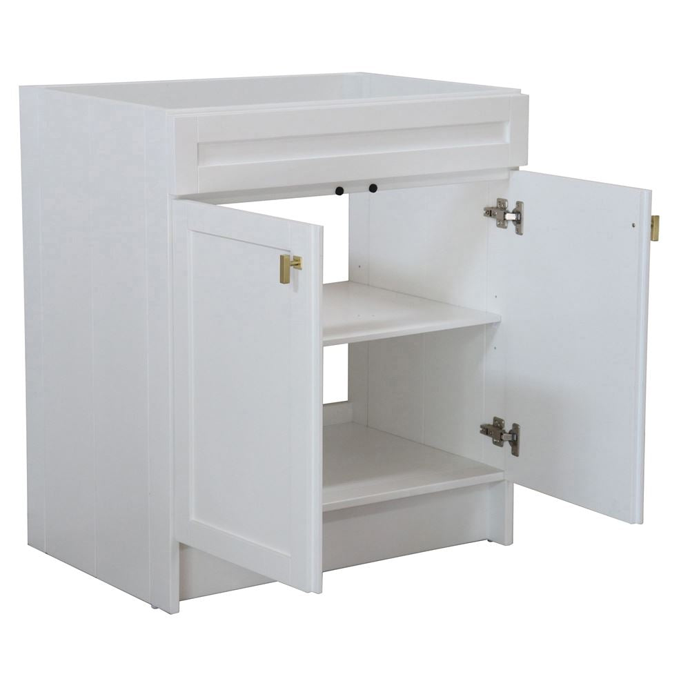 Bellaterra Home F30A-GD-CAB 30" White Single Foldable Vanity Cabinet With Gold Hardware