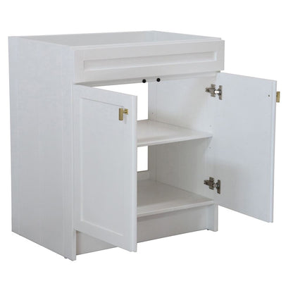 Bellaterra Home F30A-GD-CAB 30" White Single Foldable Vanity Cabinet With Gold Hardware