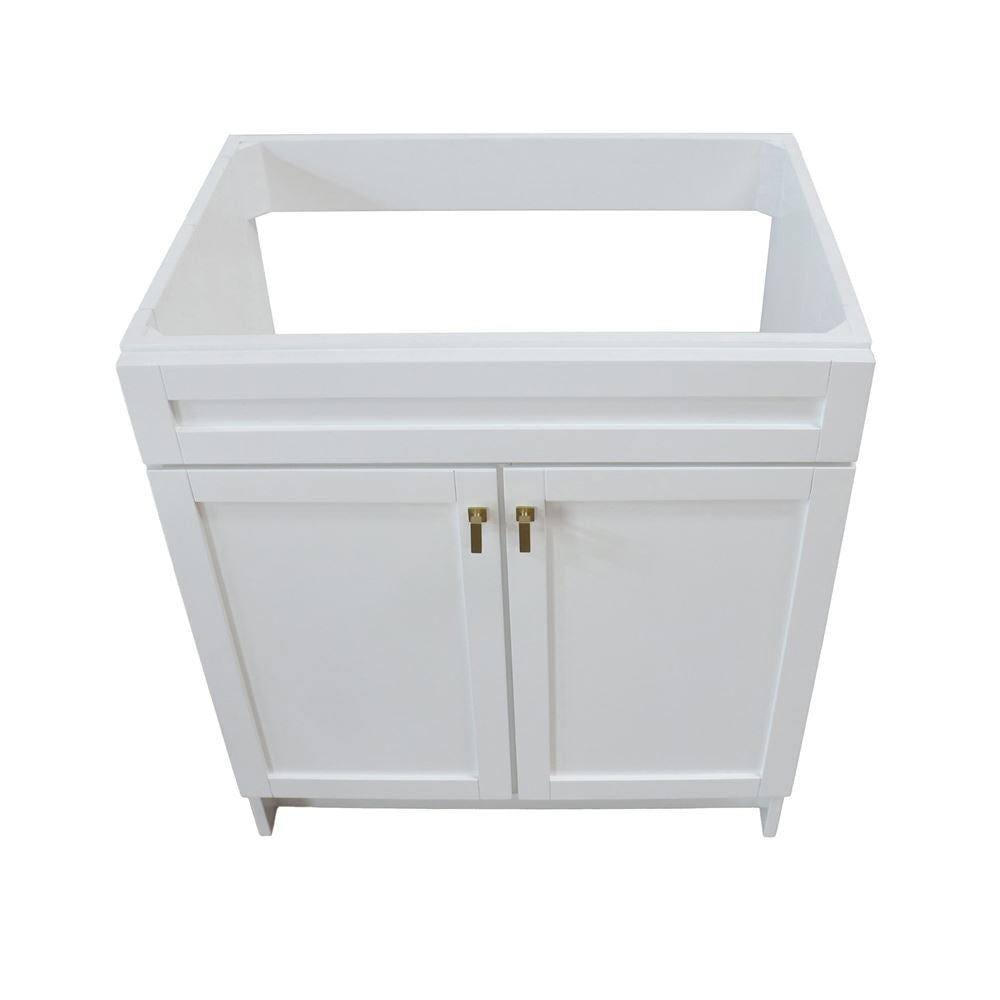 Bellaterra Home F30A-GD-CAB 30" White Single Foldable Vanity Cabinet With Gold Hardware