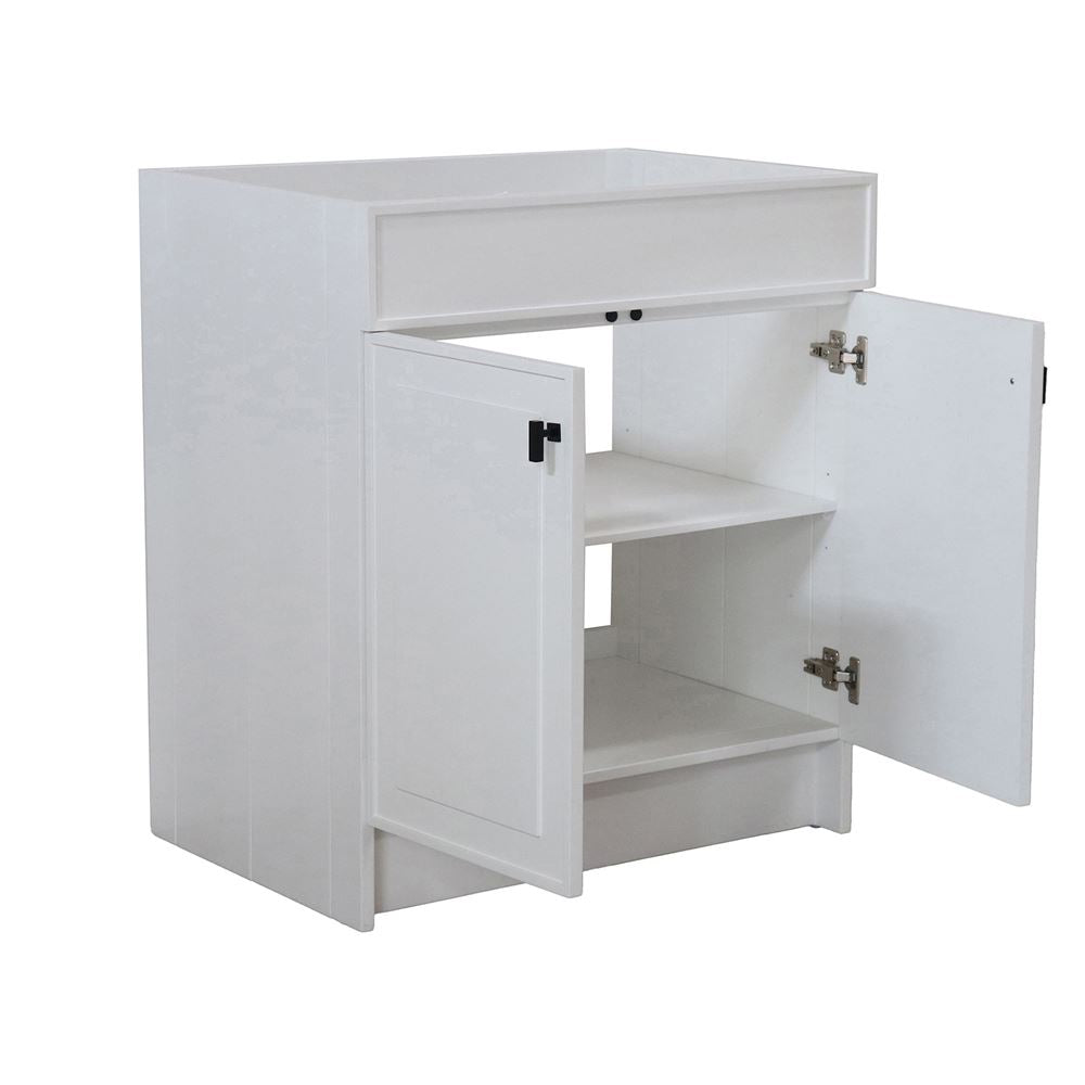 Bellaterra Home F30B-BL-CAB 30" White Single Foldable Vanity Cabinet With Black Hardware