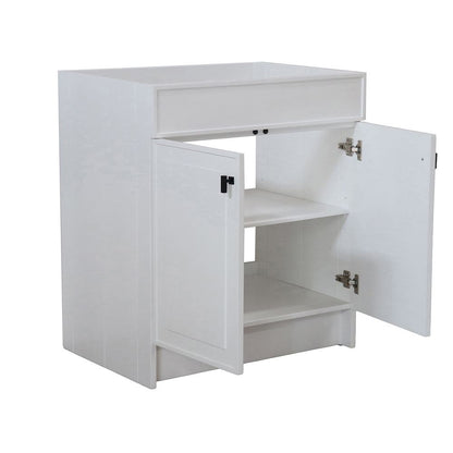Bellaterra Home F30B-BL-CAB 30" White Single Foldable Vanity Cabinet With Black Hardware