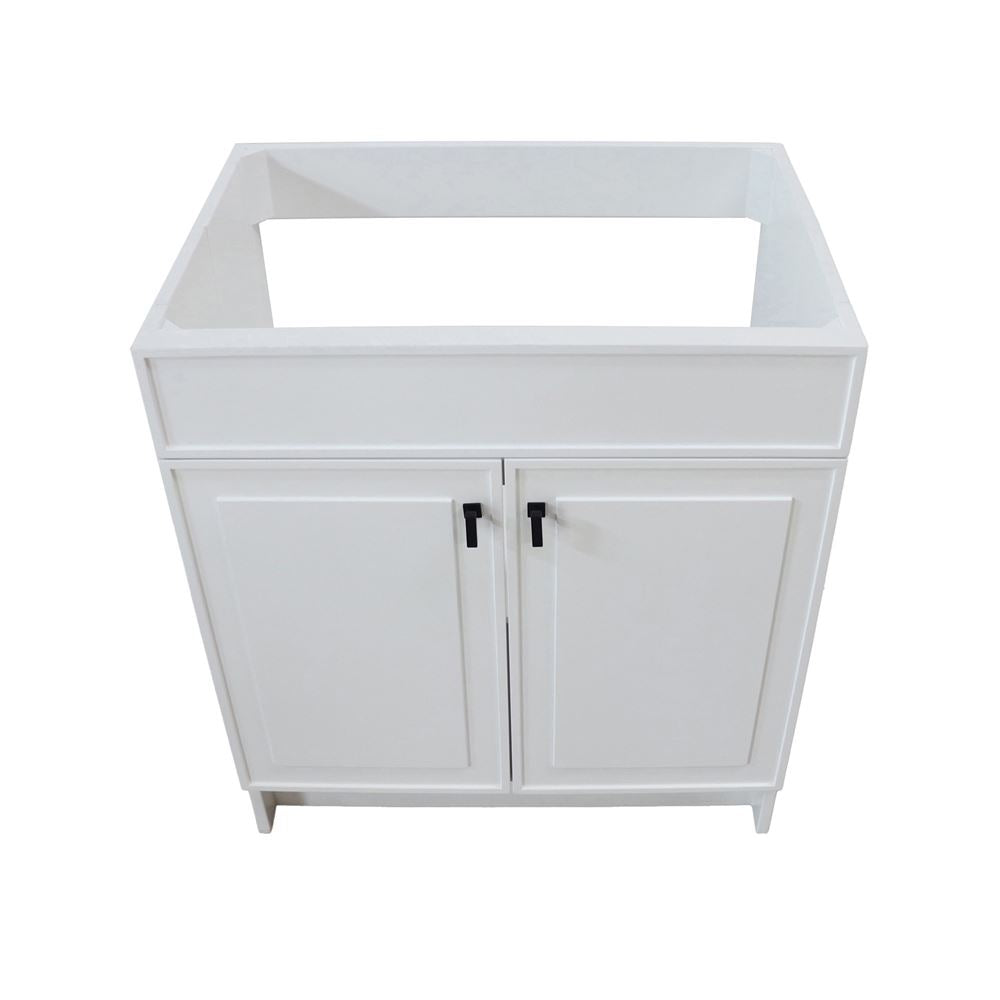 Bellaterra Home F30B-BL-CAB 30" White Single Foldable Vanity Cabinet With Black Hardware