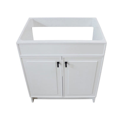 Bellaterra Home F30B-BL-CAB 30" White Single Foldable Vanity Cabinet With Black Hardware