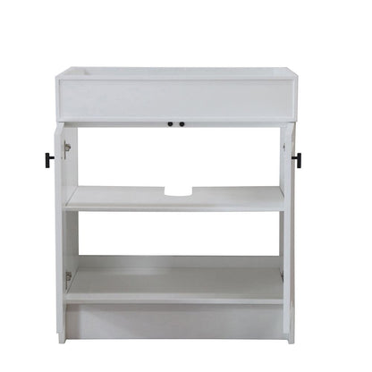 Bellaterra Home F30B-BL-CAB 30" White Single Foldable Vanity Cabinet With Black Hardware