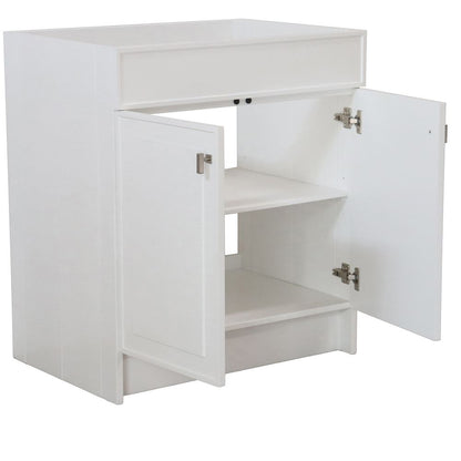 Bellaterra Home F30B-BN-CAB 30" White Single Foldable Vanity Cabinet With Brushed Nickel Hardware